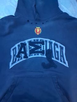 Balenciaga Navy Blue Graphic Hoodie