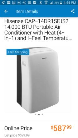 Hisense portable ac unit with 14,000 btu