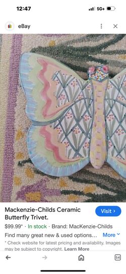 Mackenzie-Childs Ceramic Butterfly Trivet.  
