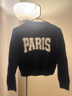 Black Paris Graphic Cropped Sweater