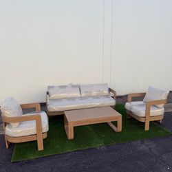 4-Piece Aluminum Outdoor Patio Set with Sofa, Armchairs, and Coffee Table
