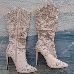 Gorgeous Tan Suede Studded Boots