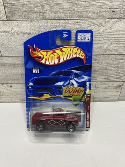 Vintage Hot Wheels Maroon ‘2001 Chevrolet Power Plower Pickup Truck / Race & Win Online • Die Cast Metal & Plastic • Made in Malaysia 