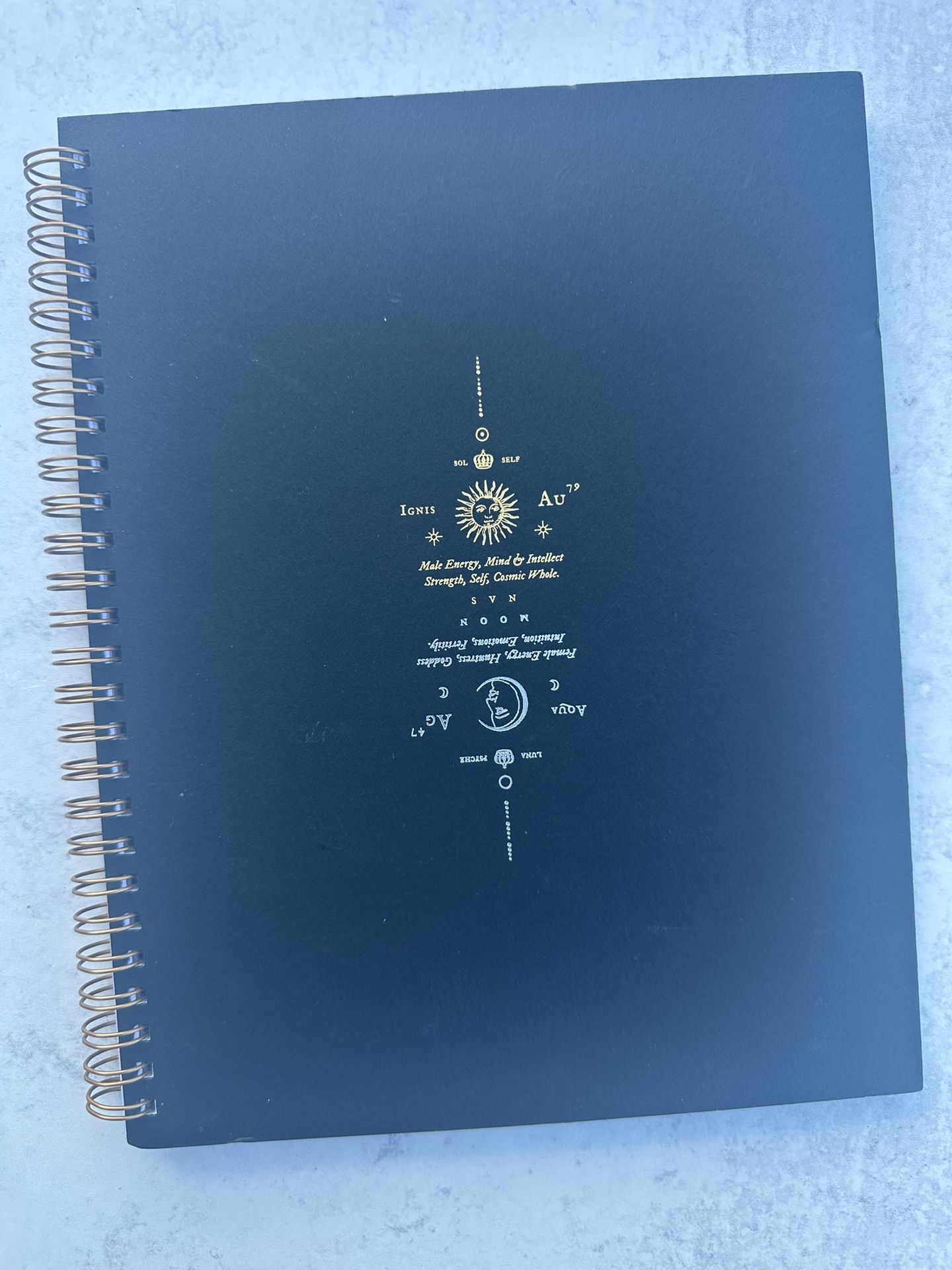 Celestial Moon & Sun Black Gold Silver Journal To Do List Planner Boho Calendar