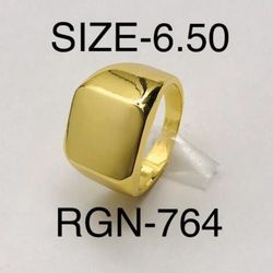Signet Square Gold Tone Ring for Men & Women: Size-6.50/RGN-764