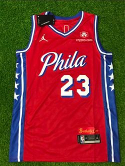 Men’s S-2XL LeBron James 76ers Red and Blue Jersey #23