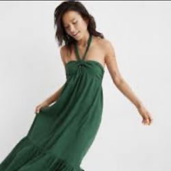 Brand new woman’s Aerie/ American Eagle brand green high low halter maxi sun dress up for sale