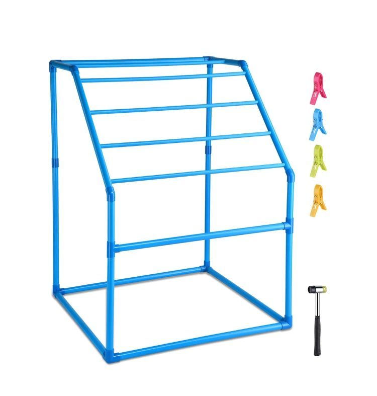 Pool Towel Rack Hot Tub PVC Drying Rack – Outdoor Indoor Towel Rack Organizer Dryer (Color: Blue) - Independence Day Sale