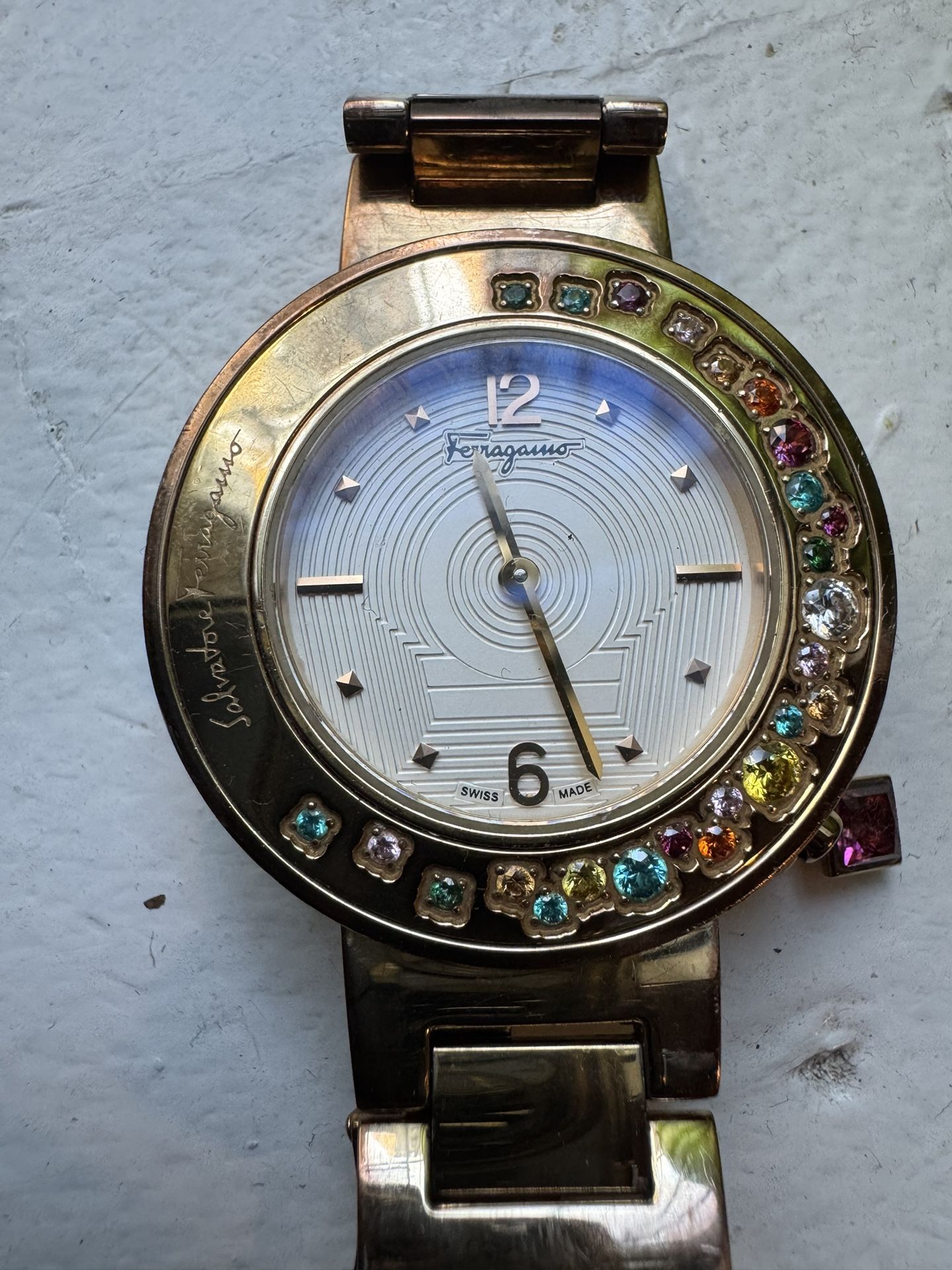 Salvatore Ferragamo Women’s FF(contact info removed) Gancino Sparkling Plated Topaz Watch For Sale