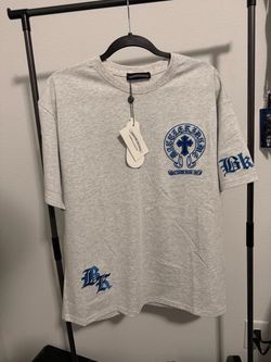 Chrome Hearts Gray T-Shirt with Blue Embroidery