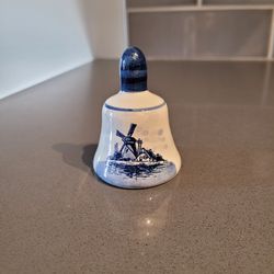 Vintage Delft Blue Hand Painted Holland Dutch Windmill Bell 3"