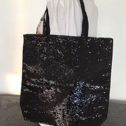 VS Fashion Show Supermodel Black Sequin Bag Shopper Holiday Tote