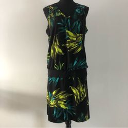 Womens Arianne Tropical Sleeveless Drop Waist Dress Size M
