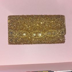 1950s Handmade Gold Beaded And Sequin Clutch 