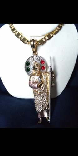 Cadena de San Judas en chapa de Oro con piedra zirconia