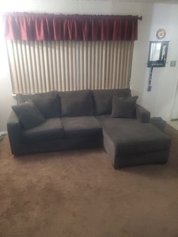 3-Seat Charcoal Gray Sectional Couch with Chaise Lounge