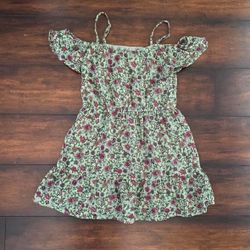 Little Girls Clothes Floral Off The Shoulder Sage Dress With Straps Size 4T