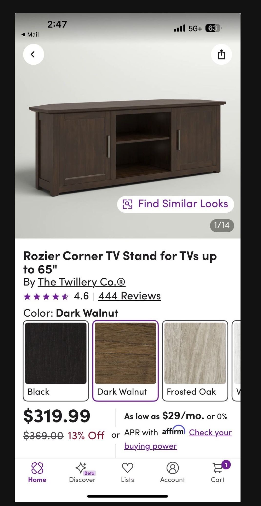 Rozier Corner TV Stand for TVs up to 65" - Like New