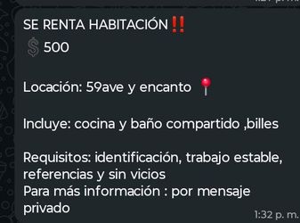 500 y una habitación y la otra habitación en 550