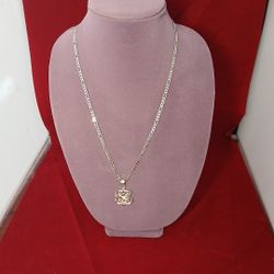 24in 925 Sterling Silver Italian Figaro Silver Necklace With Pendant