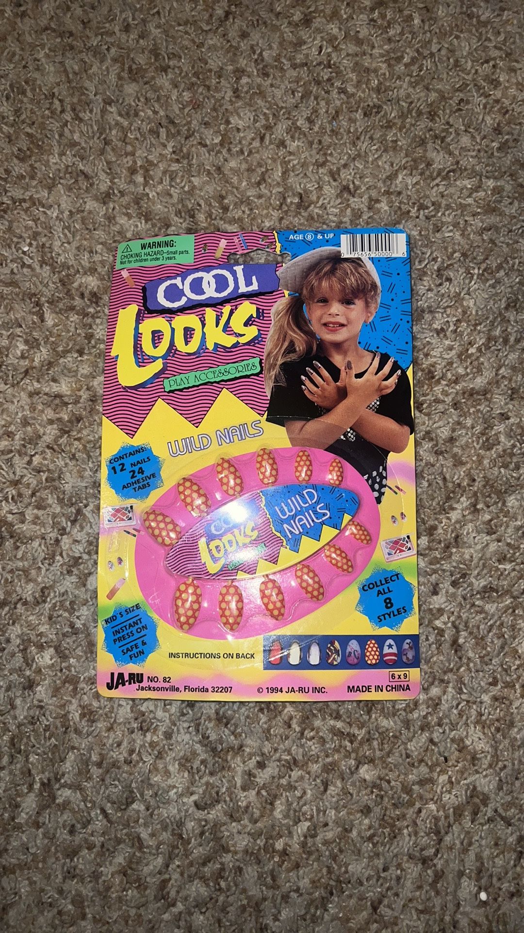 ja-ru cool looks play accessories wild nails pink w yellow polka dots