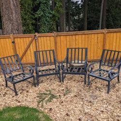 Set Of 4 Sturdy Metal Yard Chairs