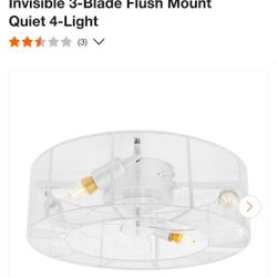 18 in. Indoor Silver Grey Ceiling Fan with Remote Control Caged Invisible 3-Blade Flush Mount Quiet 4-Light