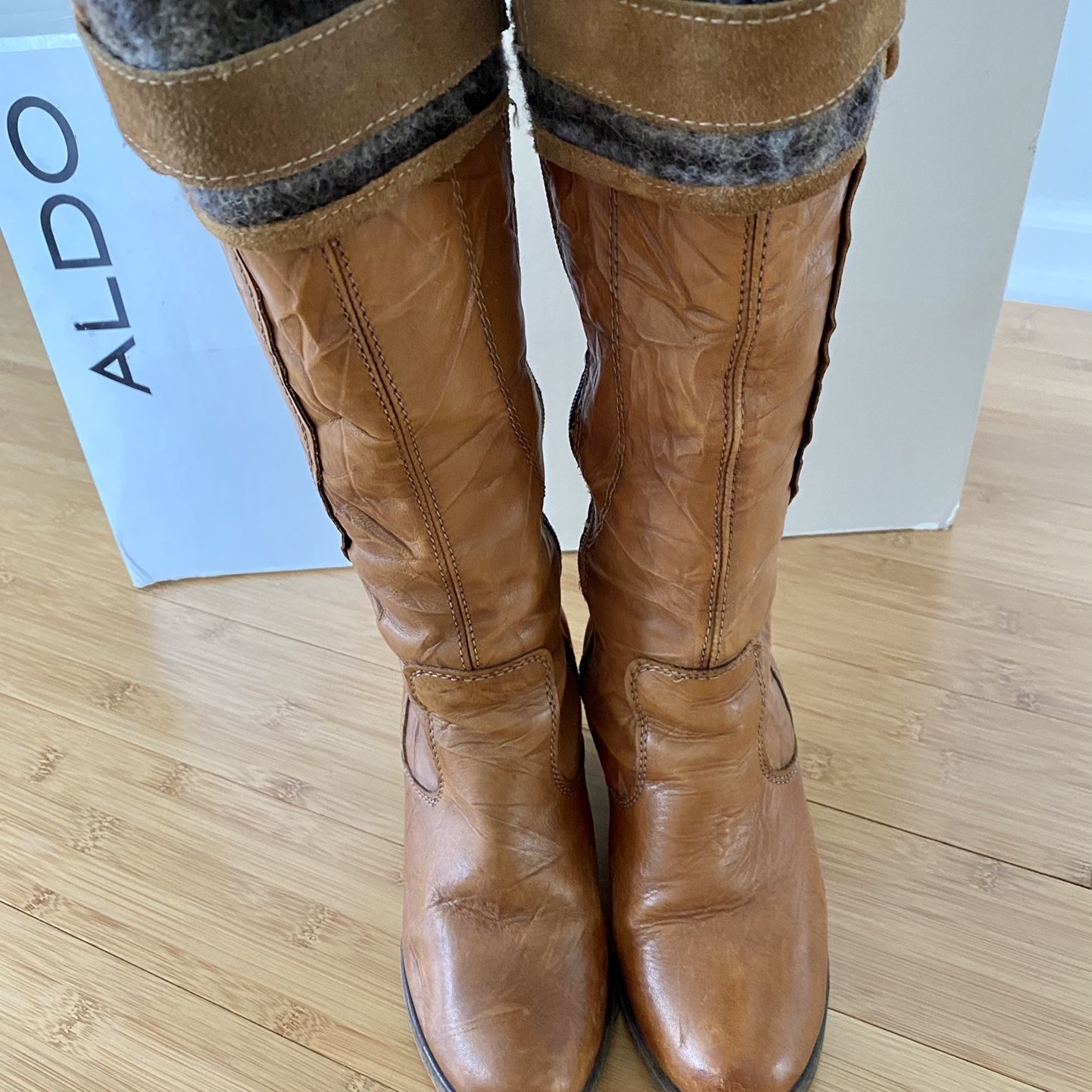 ALDO Winter Fleece Leather Hornbeck Boots Sz 6