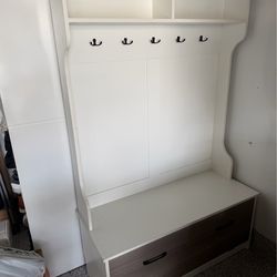 Costway 63 inch hall tree coat rack storage bench