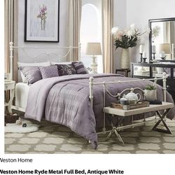Queen Size White Metal Bed frame