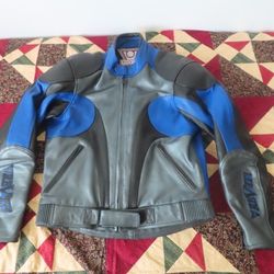 revit leather motorcycle jacket sz 54 padded blue/grey/black
