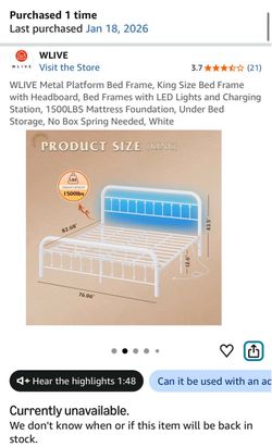 King Size Frame - Pick Up Only