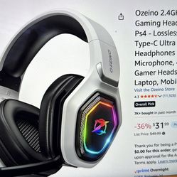 Ozeino 2.4GHz Wireless Gaming Headset For PC, Ps5, Ps4 