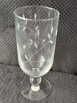 Princess House Etched Crystal Goblets Water Iced Tea Glasses Vine Pattern Set of 4