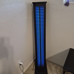 Tall light with blue cover