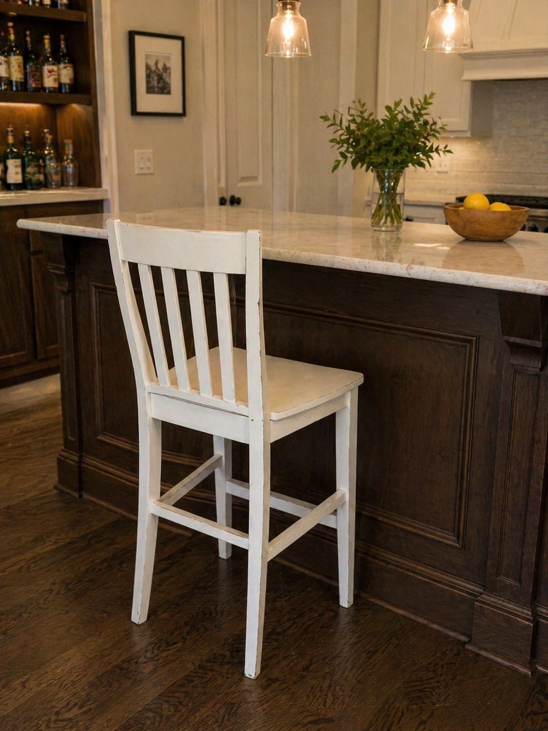 White Bar Chair - Solid Wood - $20