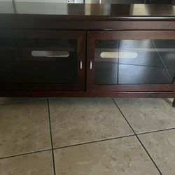 Cherry Wood Adjustable TV Stand