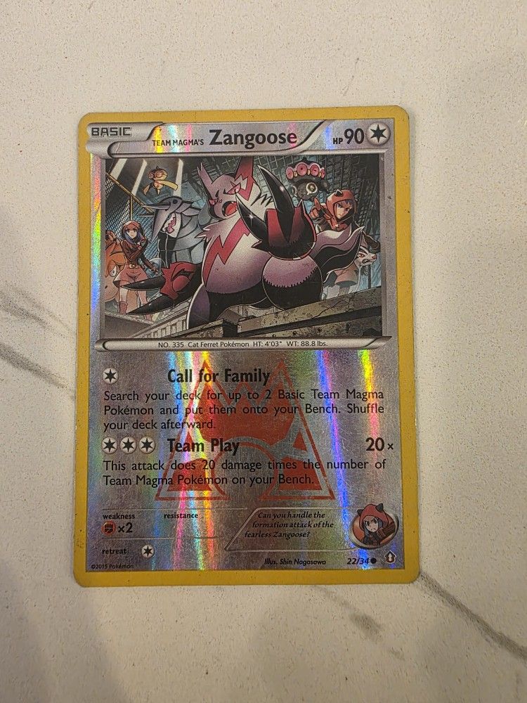 Team Magma's Zangoose 22/34 Reverse XY Double Crisis Pokemon Holo Foil Nice! LP