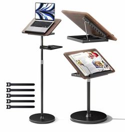 2 in 1 Adjustable Book Stand - Dual-Use Floor and Desktop Book Holder Stand, Height Adjustable 23.5-52 in, Elastic Page Clips for Music Sheet, Recipe,