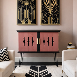 Art Deco Record Cabinet / Bar Cabinet – Pink & Black – Mid-Century Style