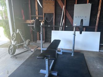 Complete Bench Press Set w/ Weights & Weight Tree