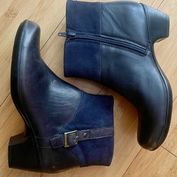 NEW Clarks Bendables Dover navy black leather ankle boots 