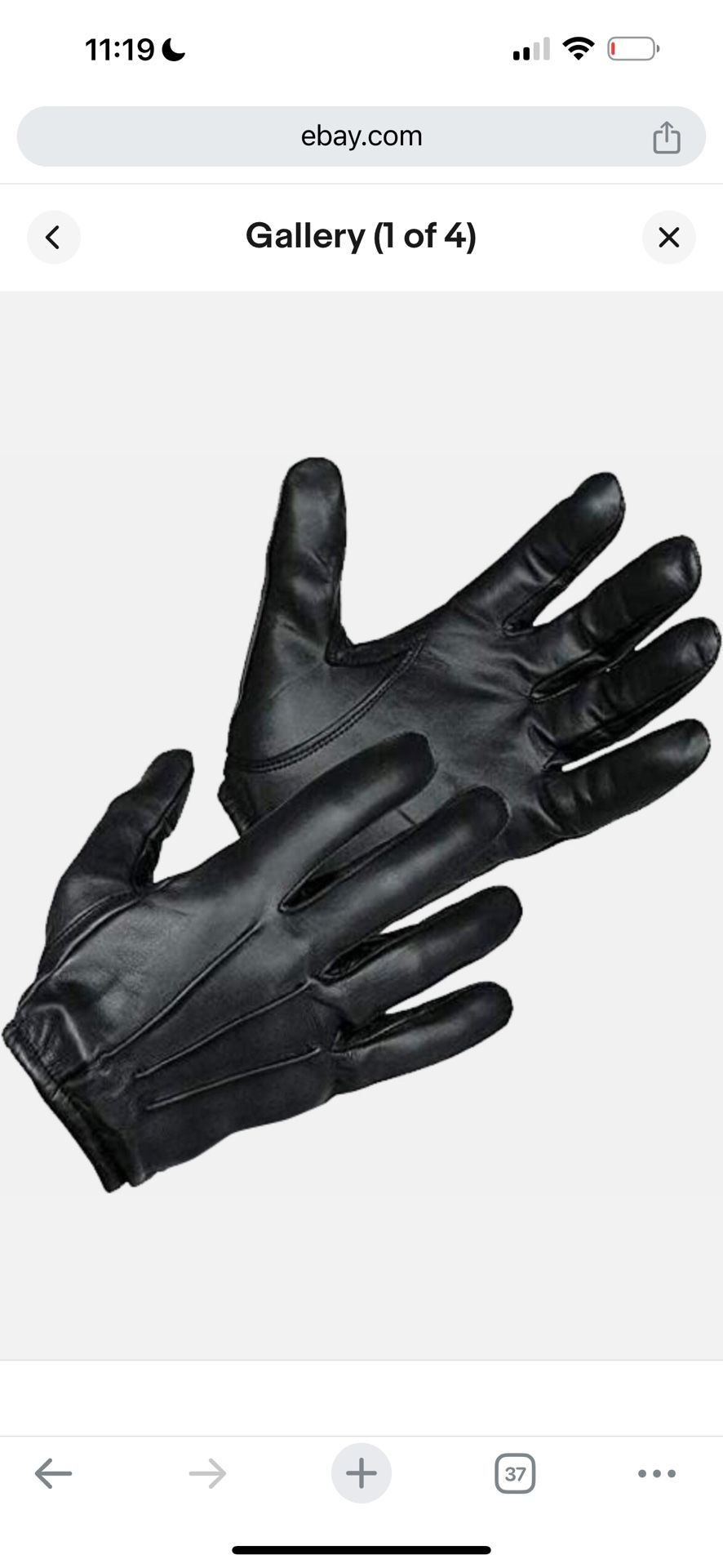 New Men Or Women Black Leather Tactical Duty Search Gloves