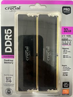 NEW SEALED Crucial Pro 32GB DDR5-6000 CL36 288-Pin RAM 2x16GB - Two kits available
