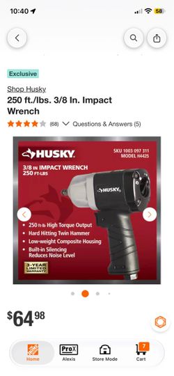 Husky 3/8 In. Impact Wrench 250 ft-lbs