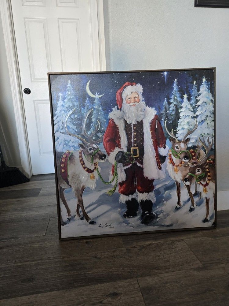 Huge Canvas Type Santa Claus Picture For Christmas