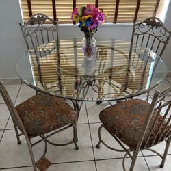 Round Glass Dining Table with 4 Chairs