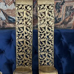 31” Big Vintage Metal Wall Sconce Candle Holders - Set of 2