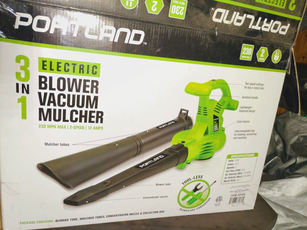 PORTLAND 3 IN 1 ELECTRIC BLOWER, VACUUM, MULCHER