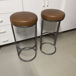 West Elm Cora Genuine Leather 30” Barstools 